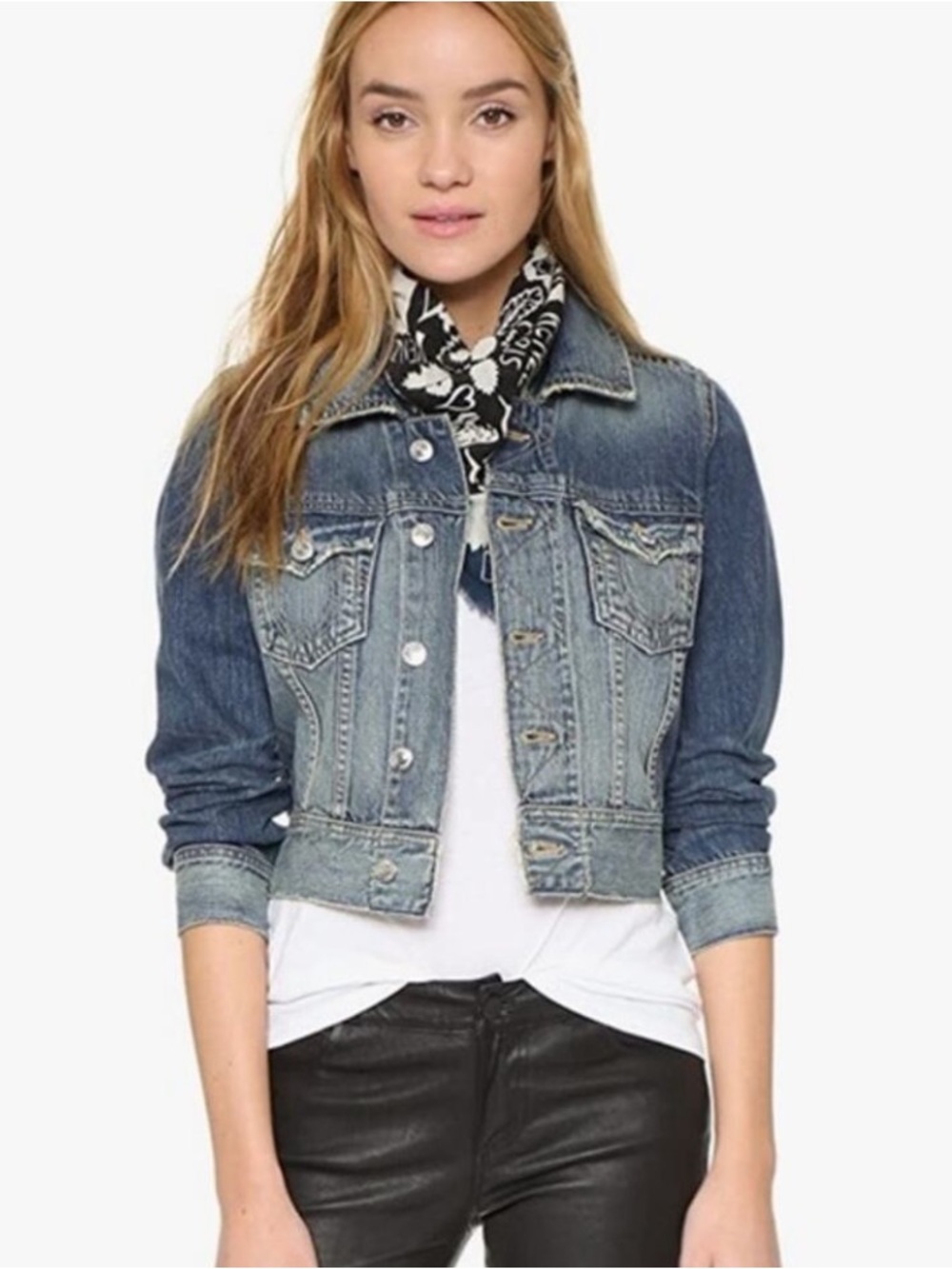 Vintage True Religion Jacket SZ S blue denim logo buttons pockets